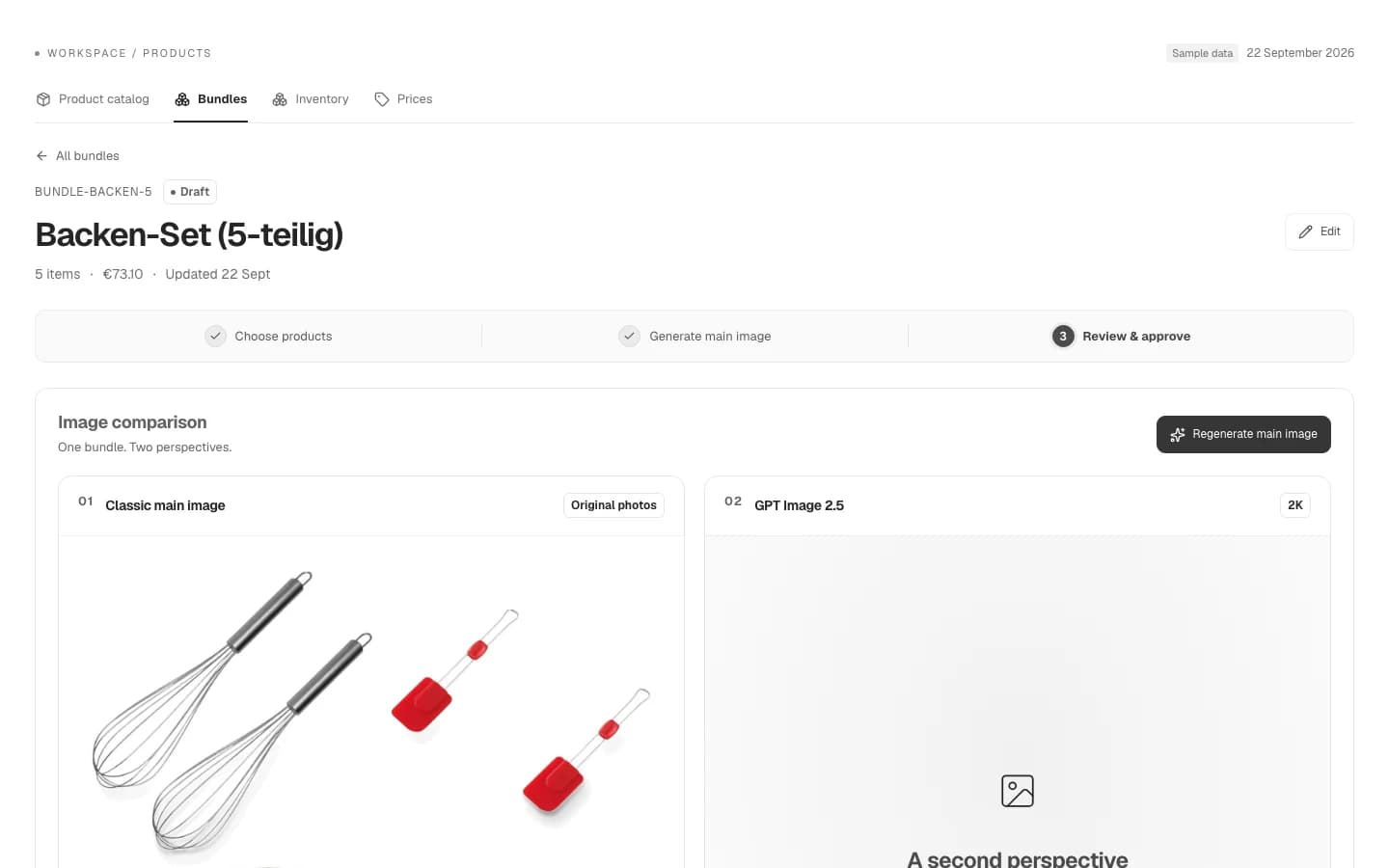 Screenshot: a bundle page in Torch Core with its main image and approval.